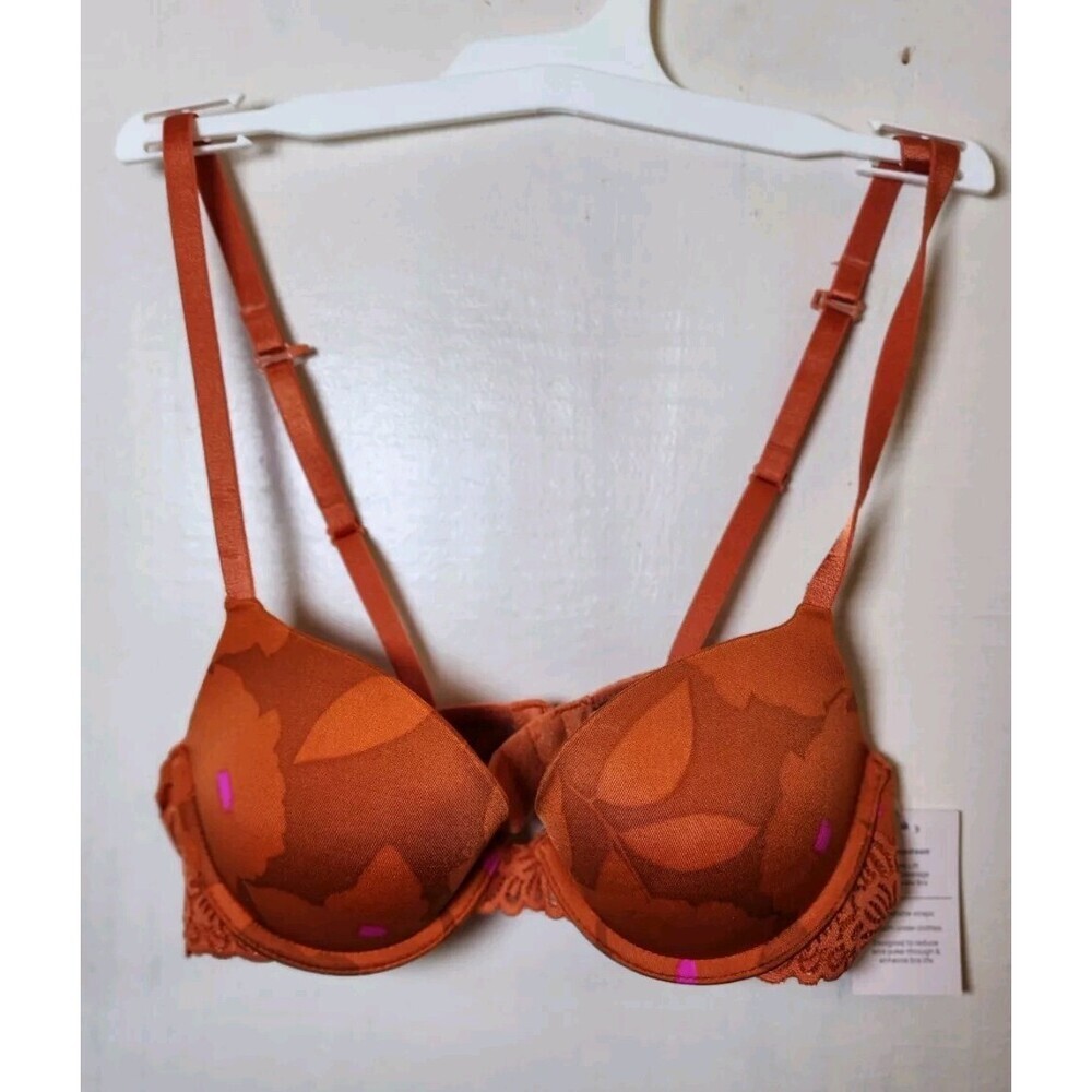 New Auden Women's Orange Push-Up Underwire Bra Adjustable Straps Size 32A